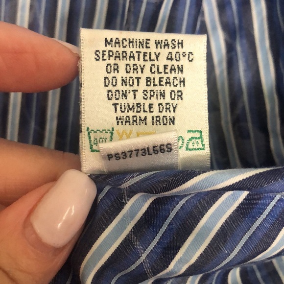 Bucatchi Uomo Men's Shaped Fit Long Sleeve Button Down Blue Strip Shirt L - Picture 7 of 11